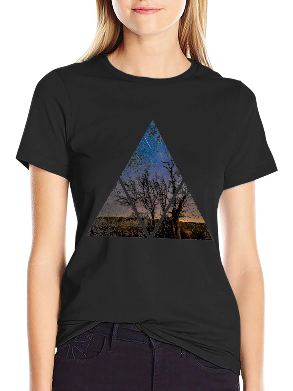 Nature Triangle Graphic Tee - Black