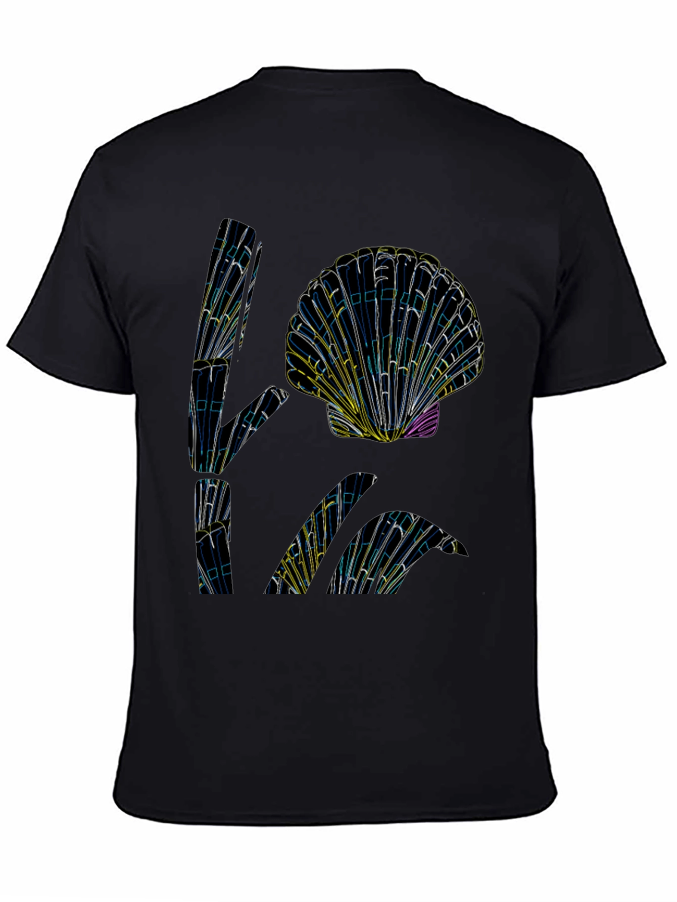 Abstract Seashell Graphic Tee - Black