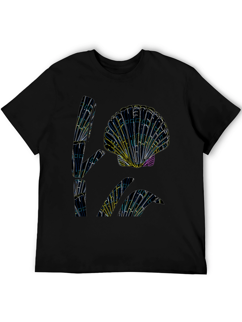 Abstract Seashell Graphic Tee - Black
