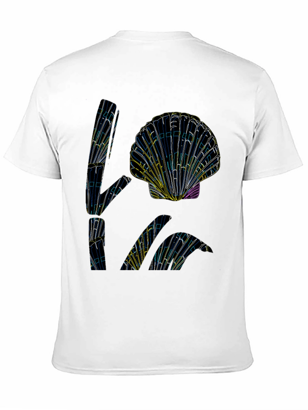Abstract Seashell Graphic Tee - Black