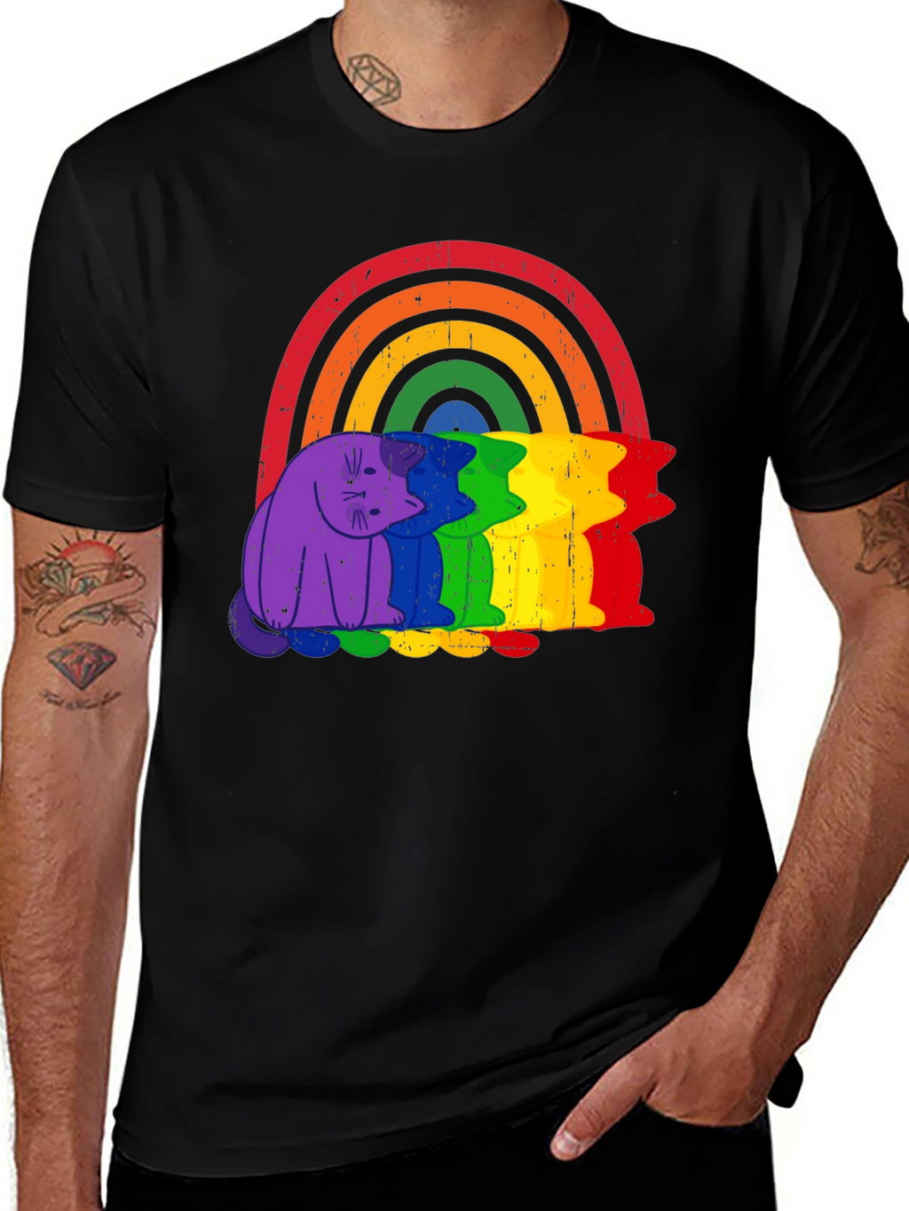 Rainbow Cat Graphic Tee - Pride Apparel