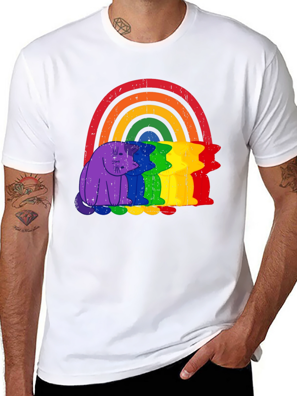 Rainbow Cat Graphic Tee - Pride Apparel