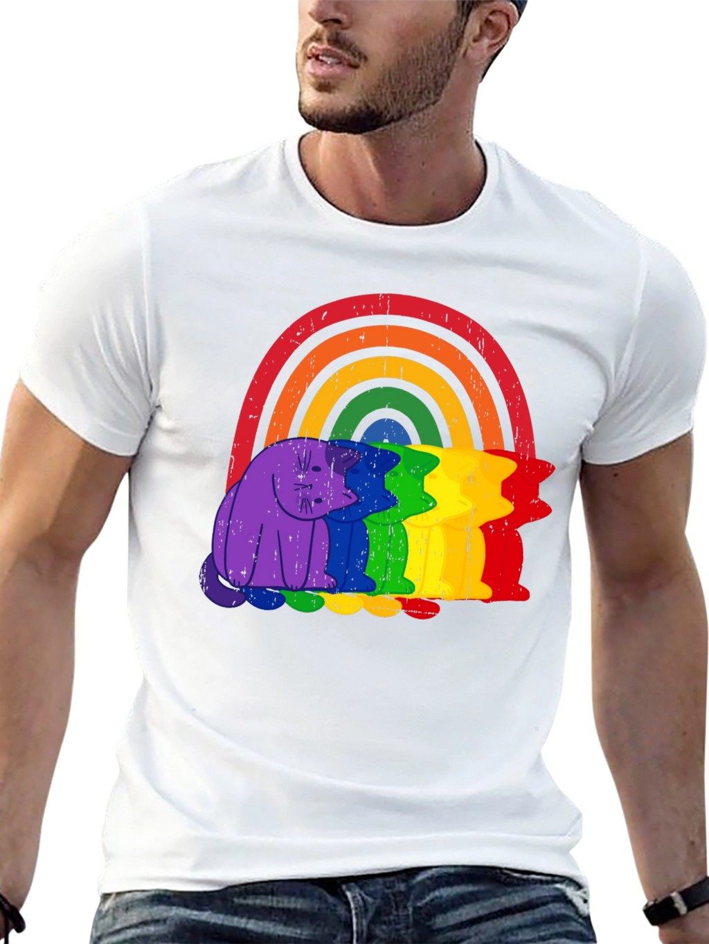 Rainbow Cat Graphic Tee - Pride Apparel