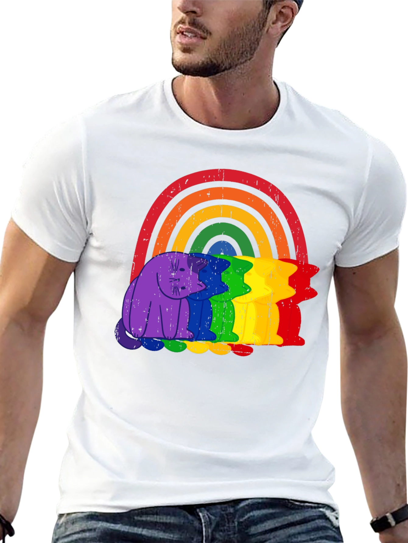 Rainbow Cat Graphic Tee - Pride Apparel