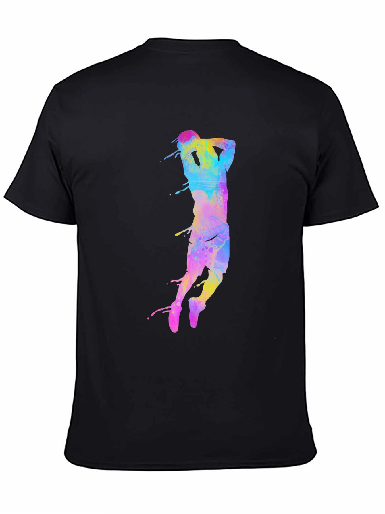 Colorful Basketball Player T-Shirt - Black