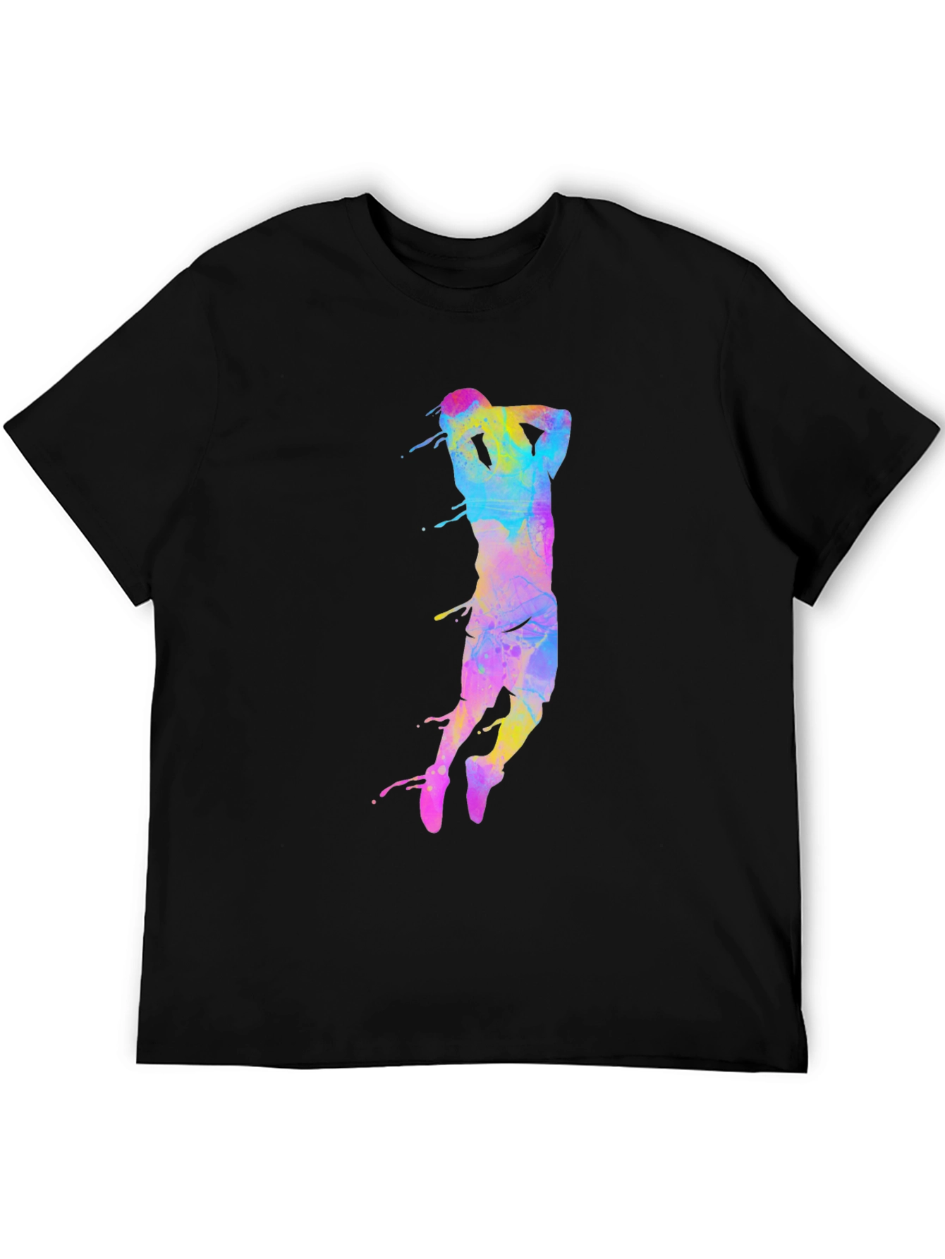 Colorful Basketball Player T-Shirt - Black