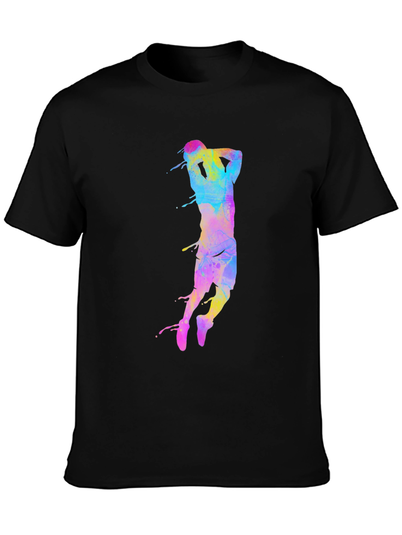 Colorful Basketball Player T-Shirt - Black