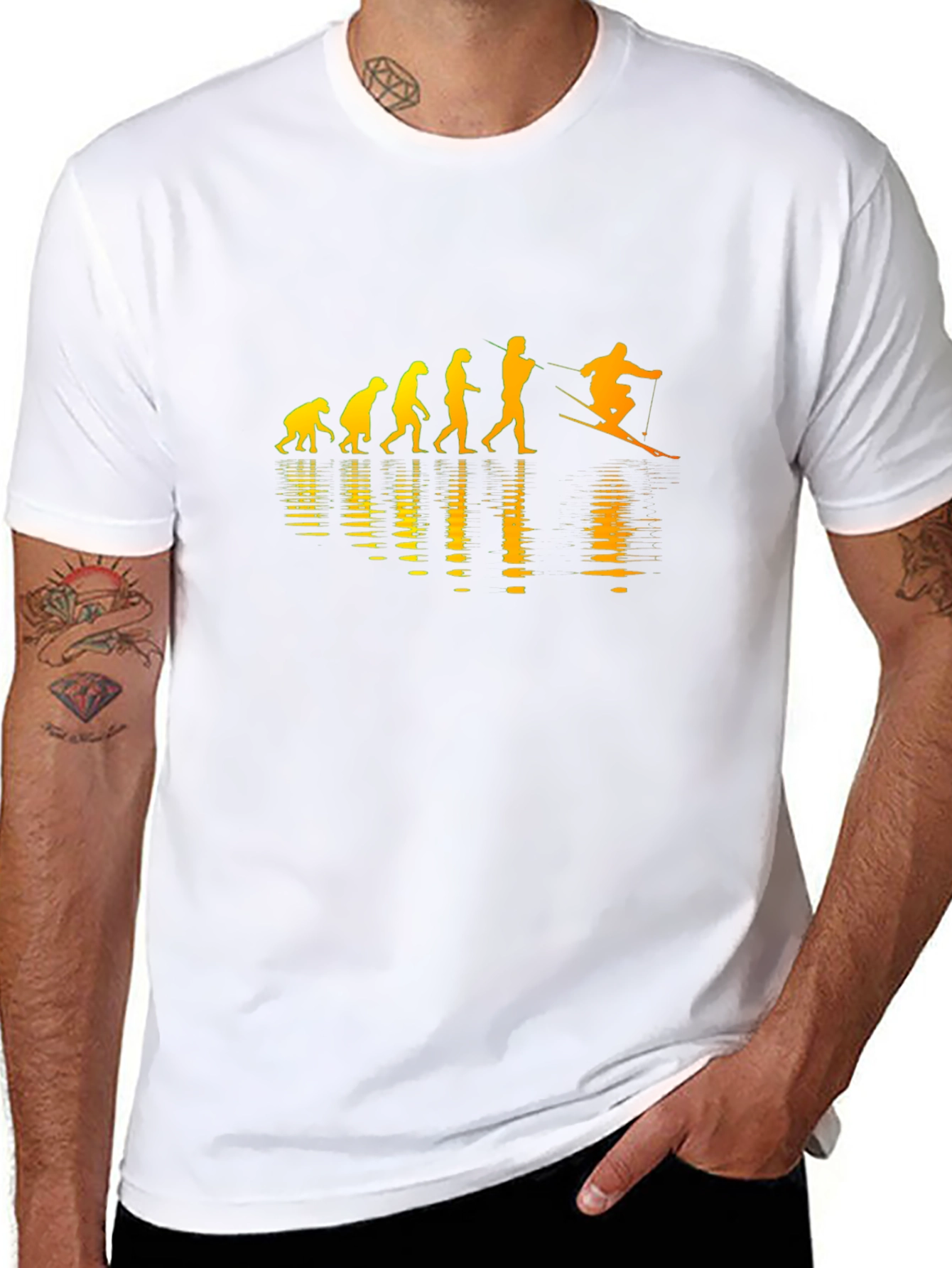 Evolution of Water Skiing Black T-Shirt