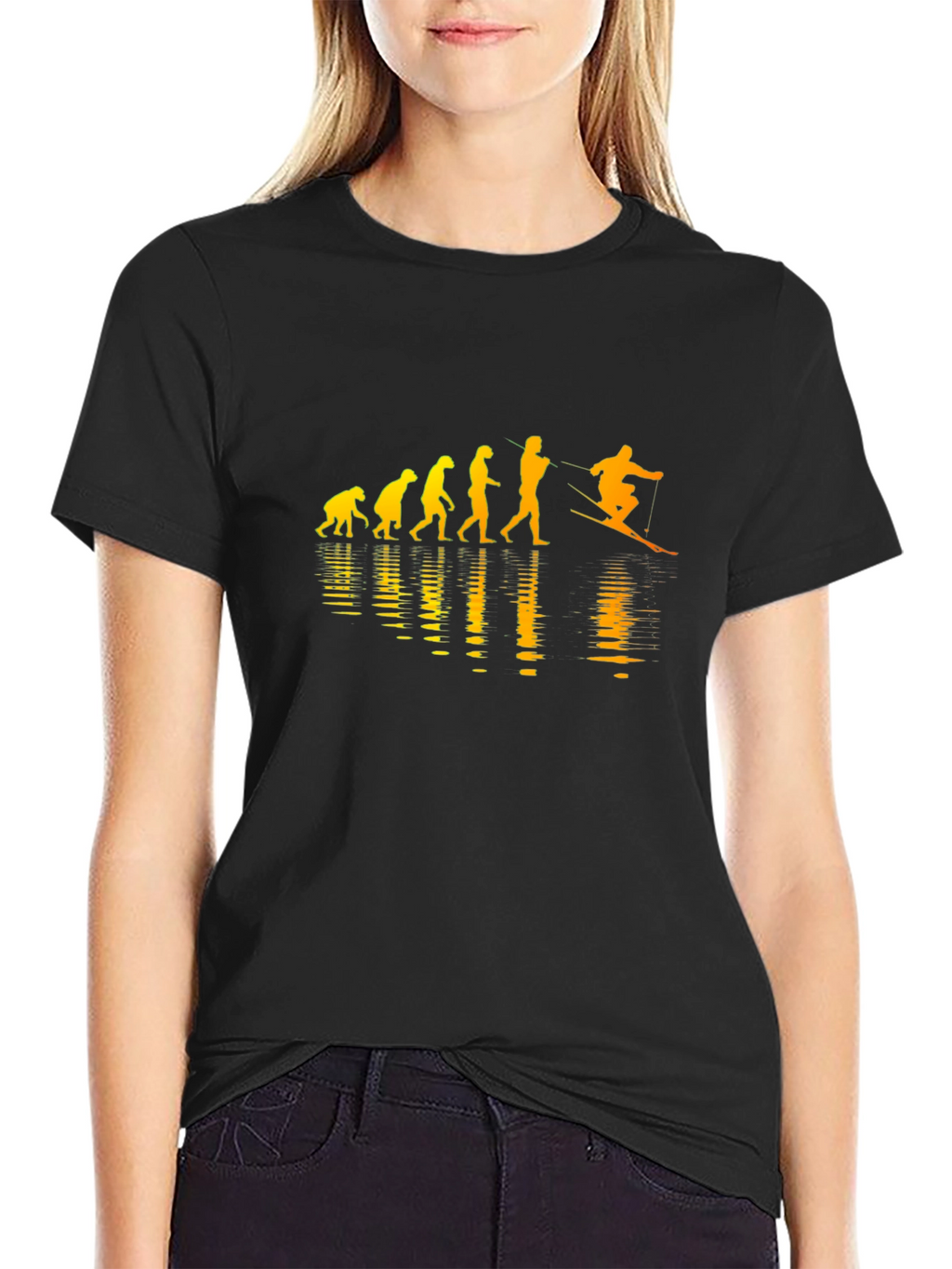 Evolution of Water Skiing Black T-Shirt