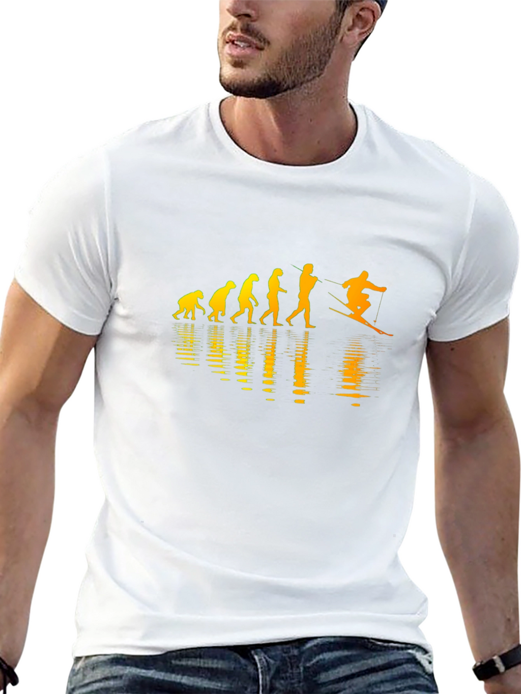Evolution of Water Skiing Black T-Shirt