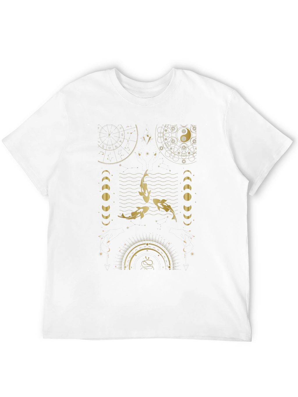 Celestial Koi Fish Graphic Black T-Shirt