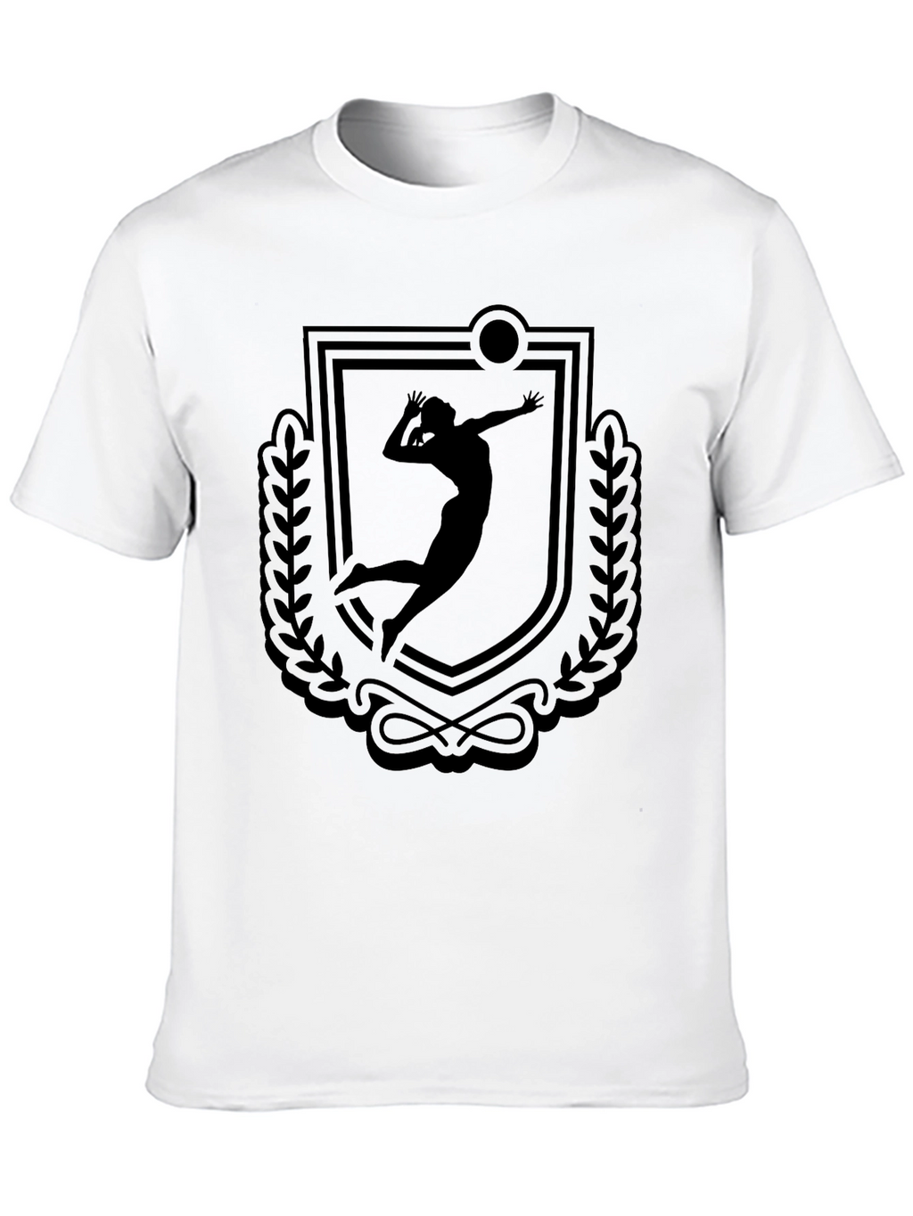 Volleyball Player Crest Graphic Tee - Black