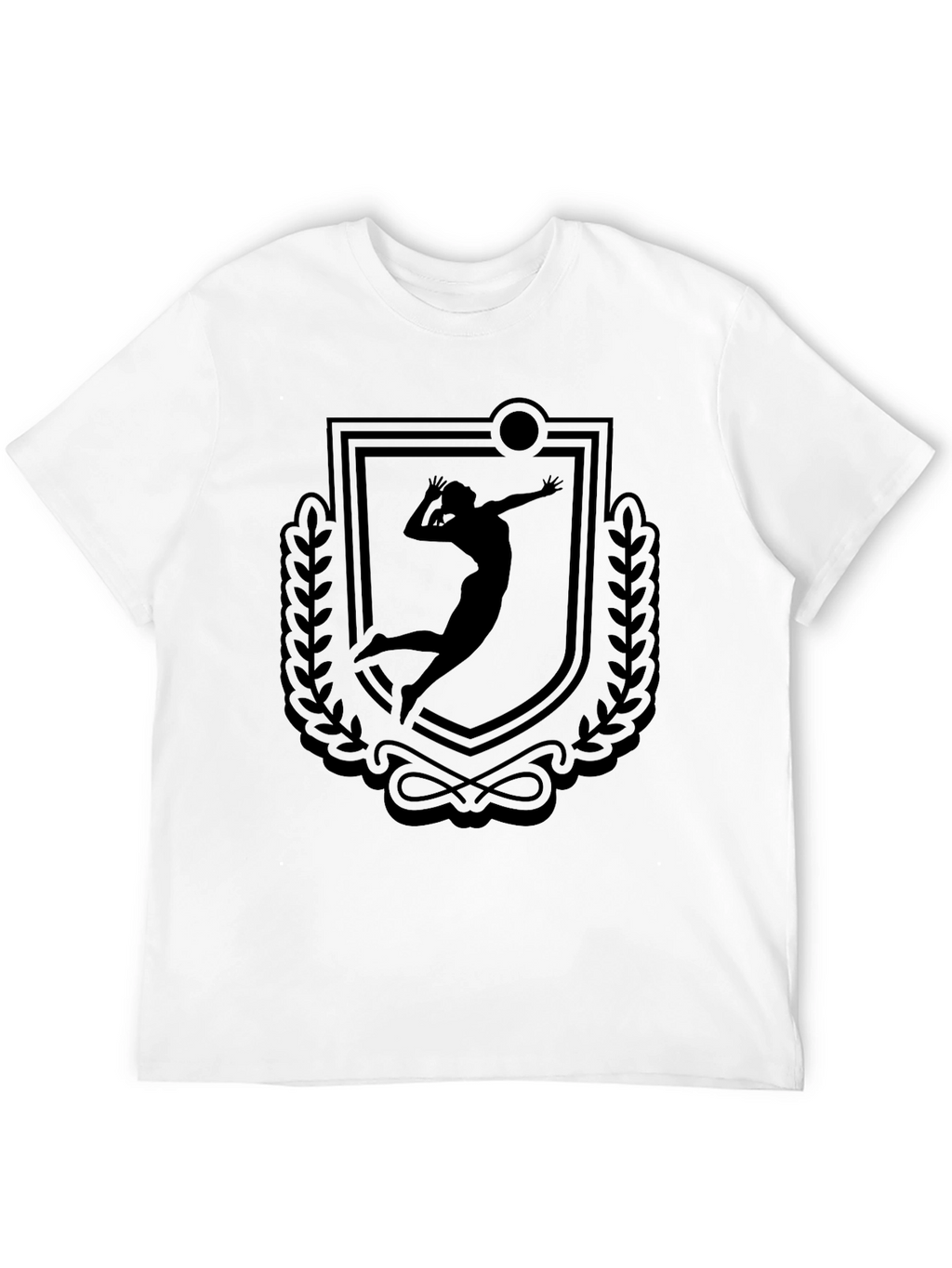 Volleyball Player Crest Graphic Tee - Black