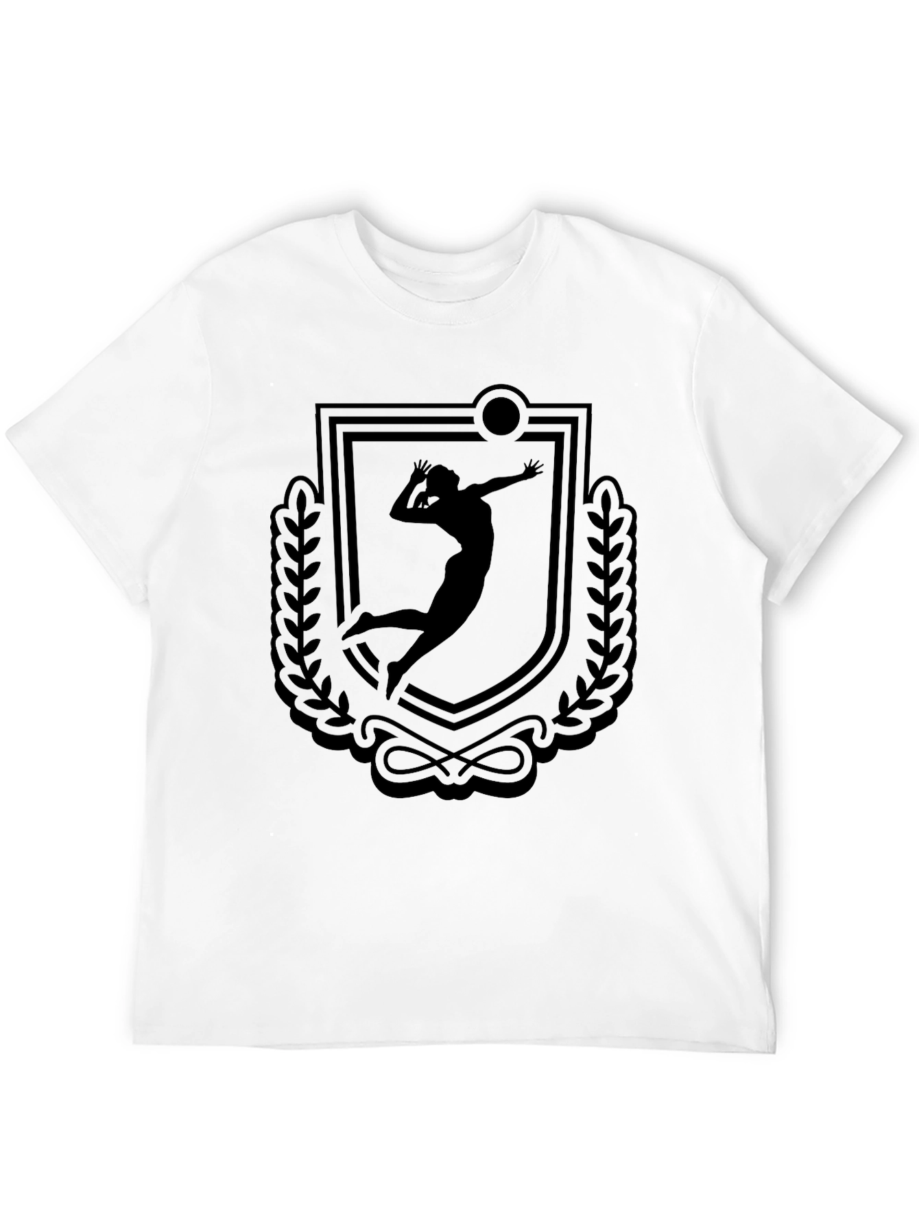 Volleyball Player Crest Graphic Tee - Black