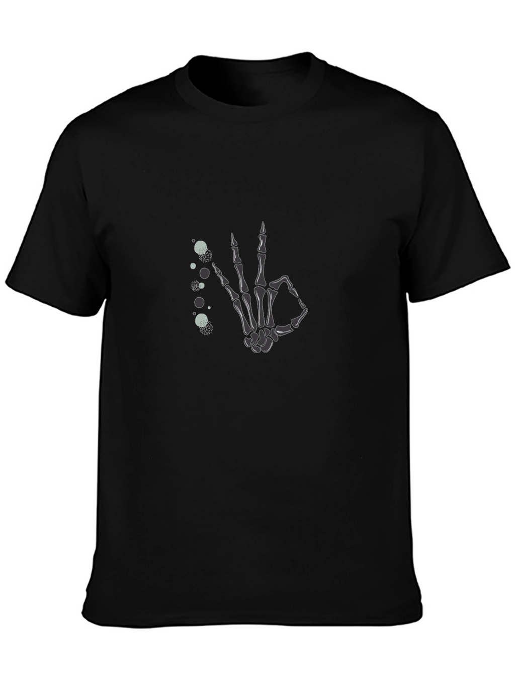 Skeleton Hand OK Gesture Black T-Shirt