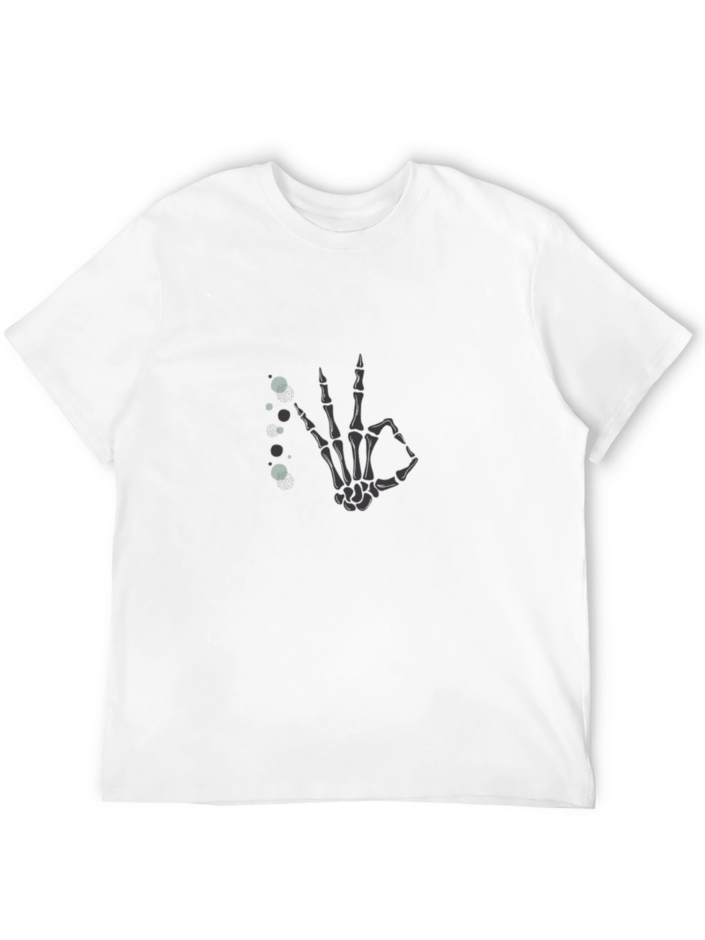 Skeleton Hand OK Gesture Black T-Shirt
