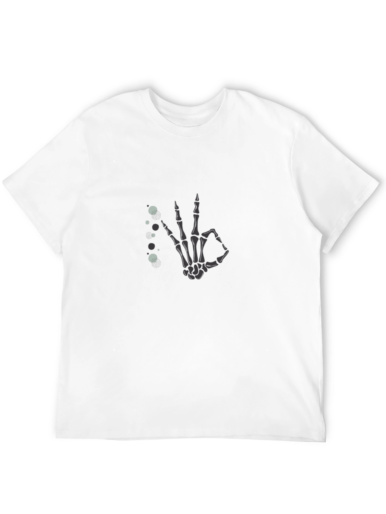 Skeleton Hand OK Gesture Black T-Shirt