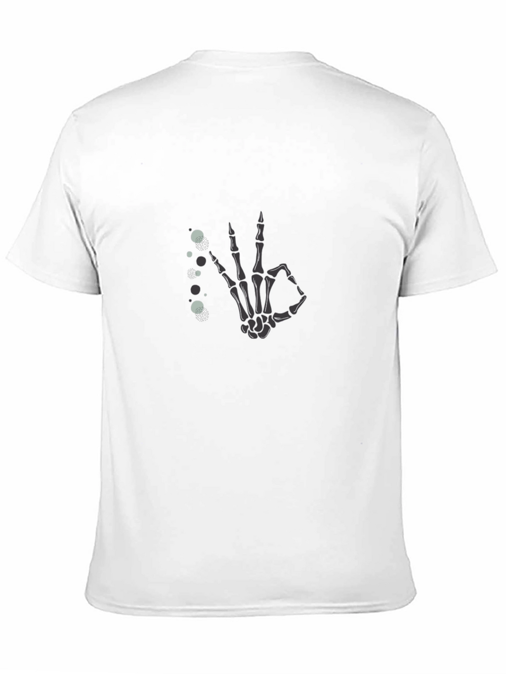 Skeleton Hand OK Gesture Black T-Shirt