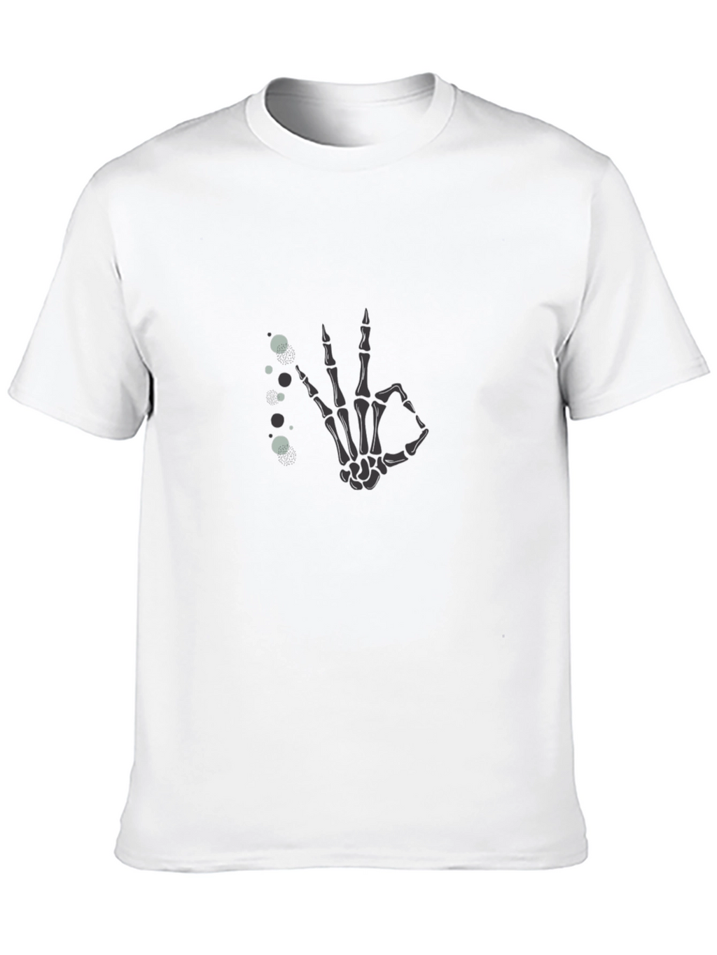 Skeleton Hand OK Gesture Black T-Shirt