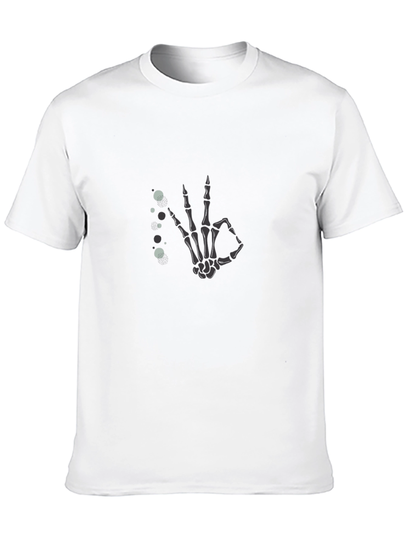 Skeleton Hand OK Gesture Black T-Shirt