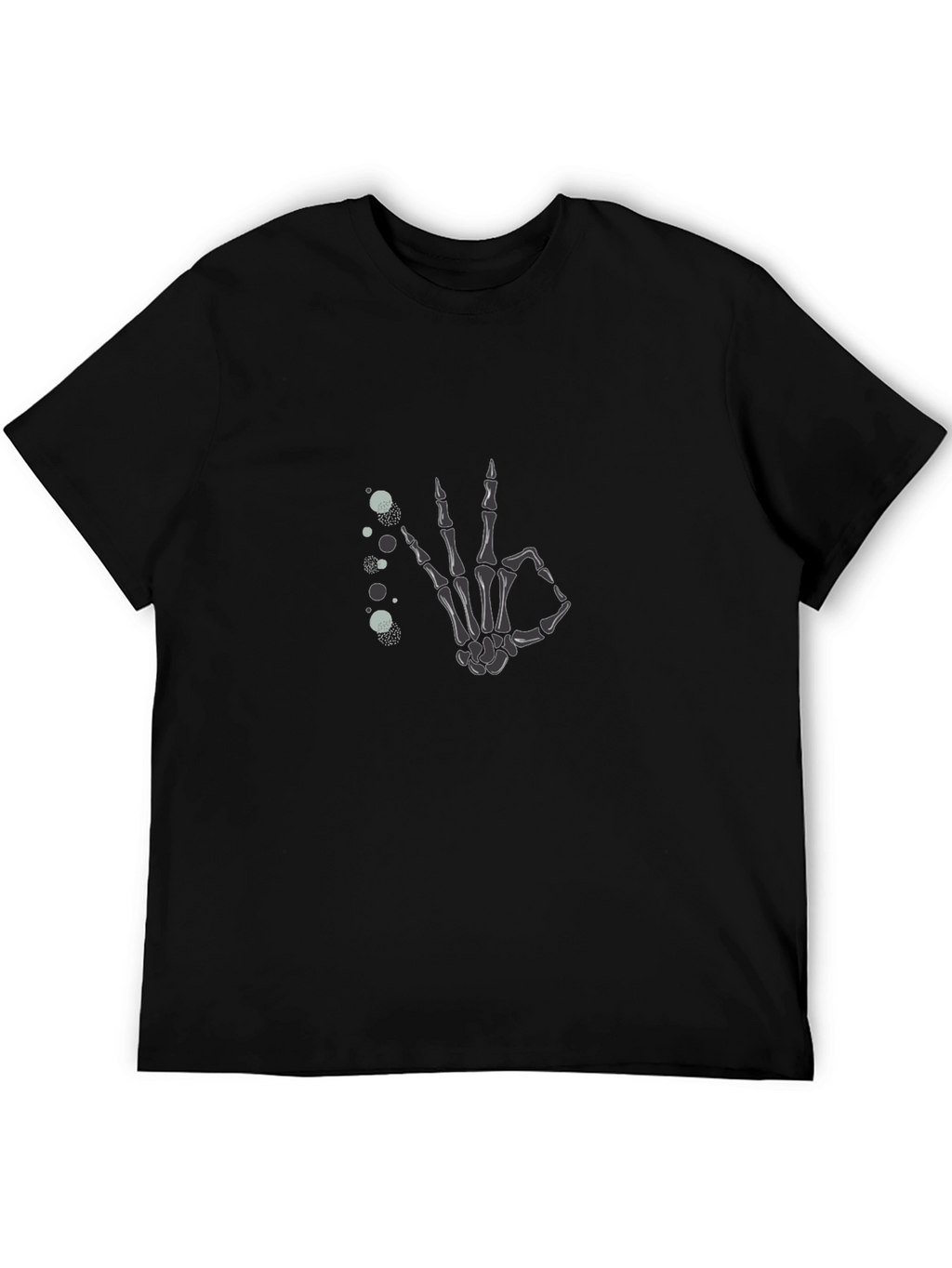 Skeleton Hand OK Gesture Black T-Shirt