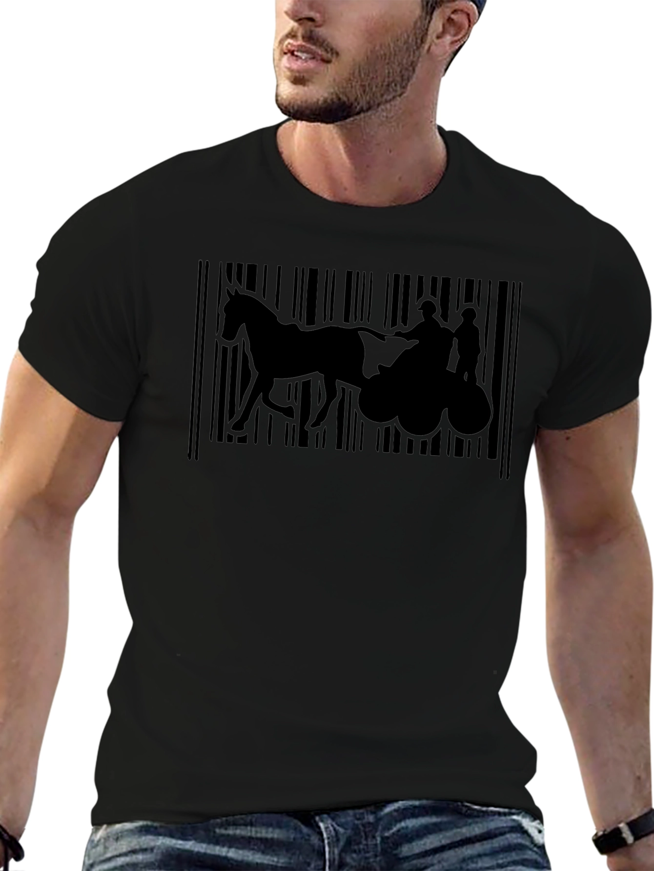 Horse Drawn Carriage Barcode T-Shirt