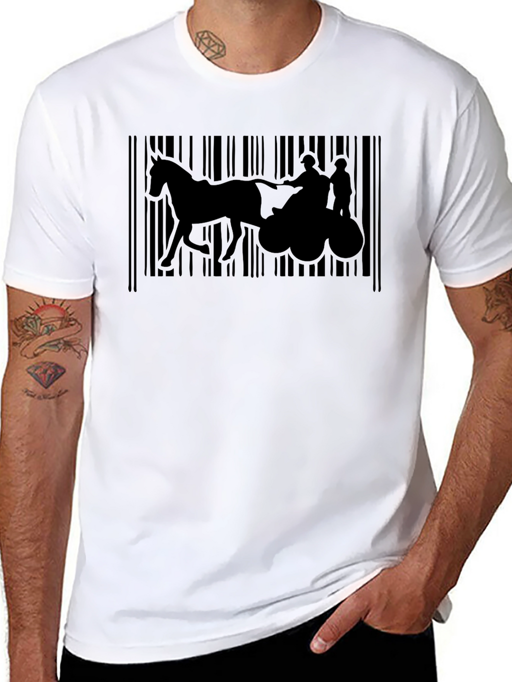 Horse Drawn Carriage Barcode T-Shirt