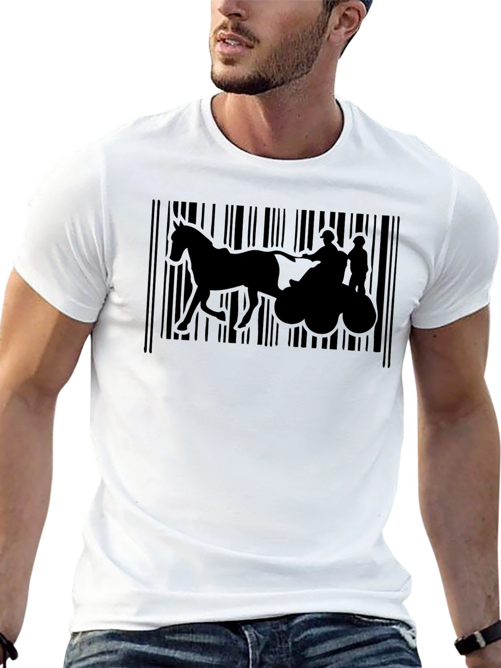 Horse Drawn Carriage Barcode T-Shirt