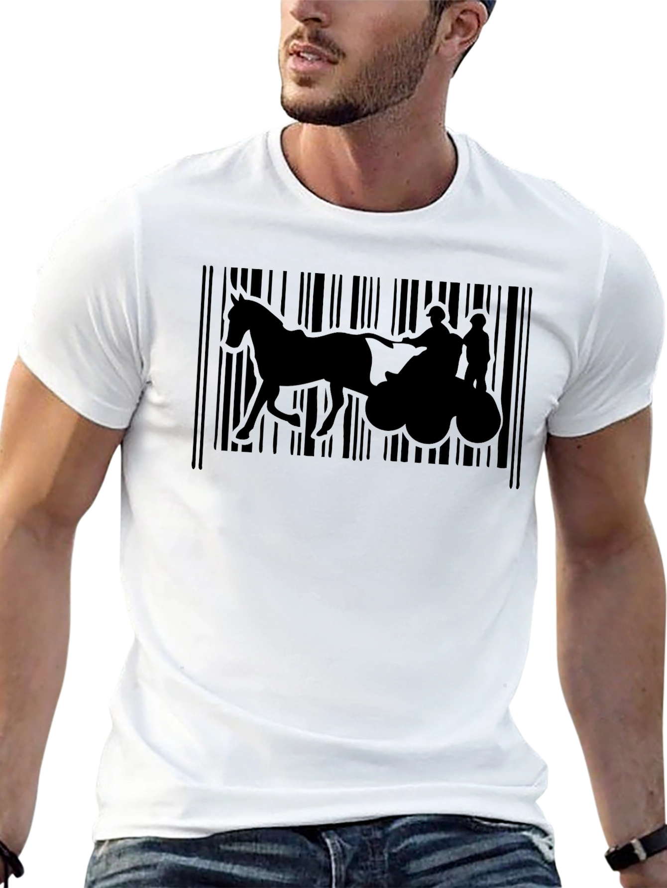 Horse Drawn Carriage Barcode T-Shirt
