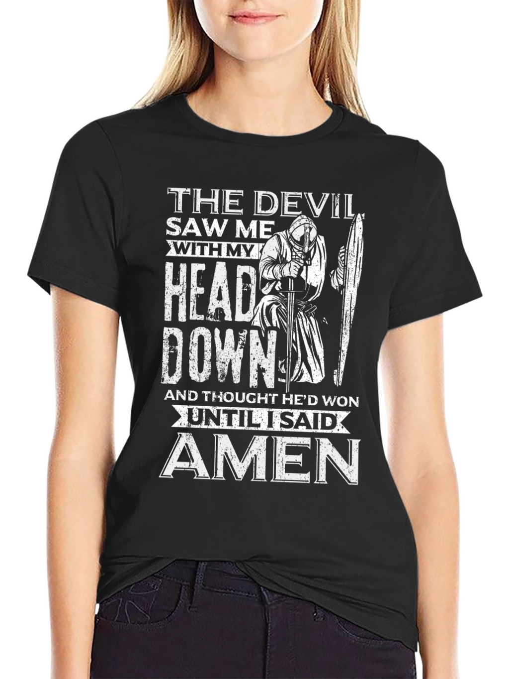 Devil Saw Me T-Shirt - Head Down Amen Knight