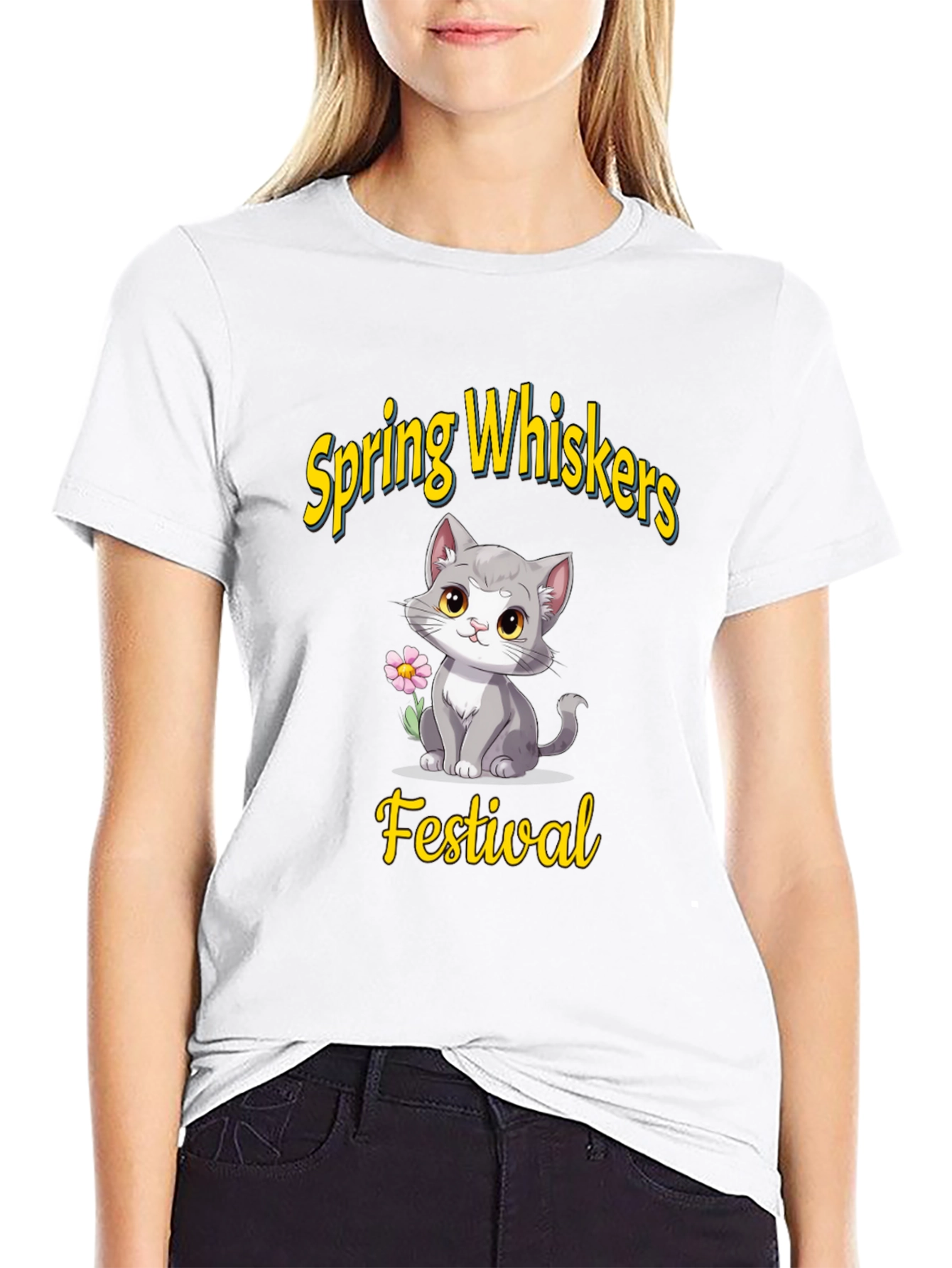 Spring Whiskers Festival Black T-Shirt