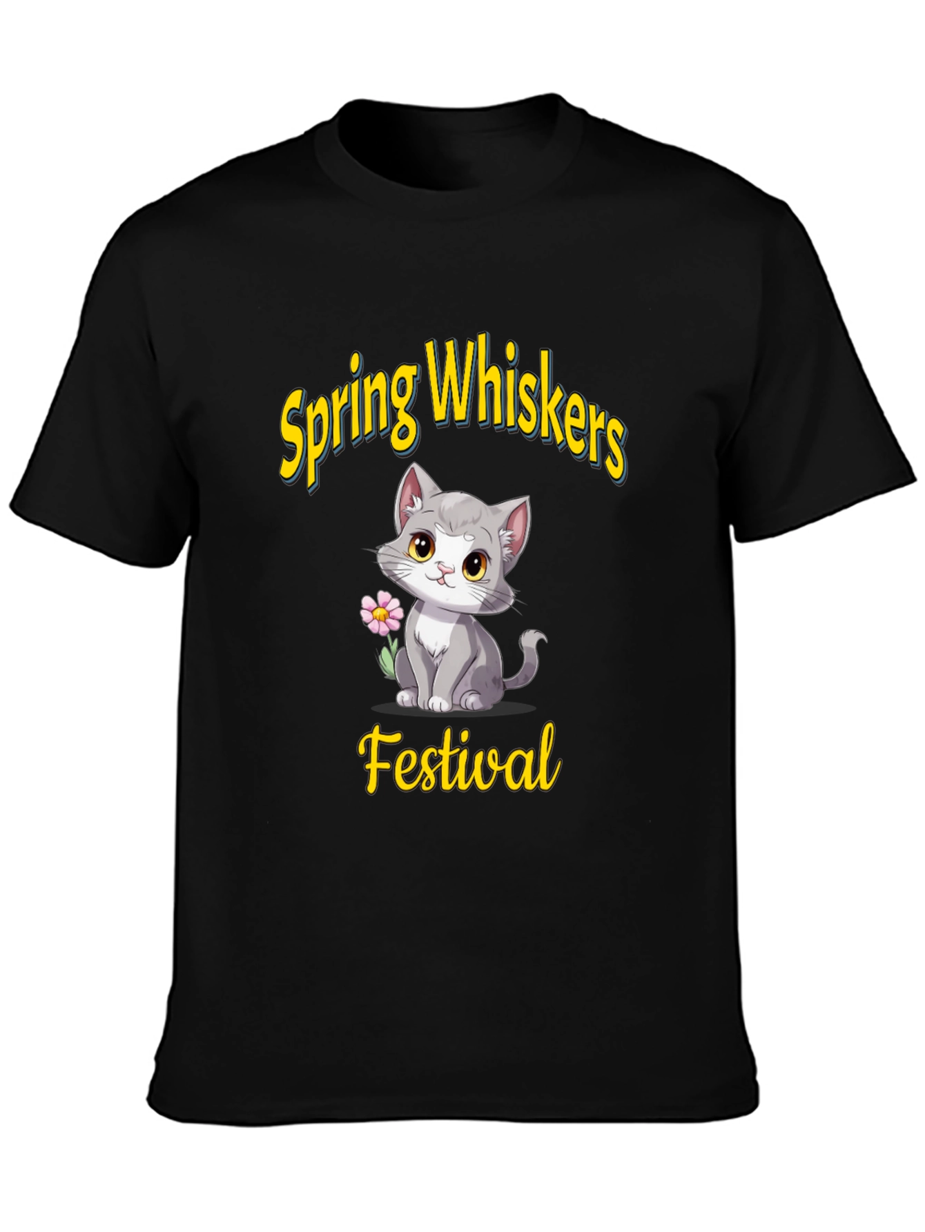 Spring Whiskers Festival Black T-Shirt