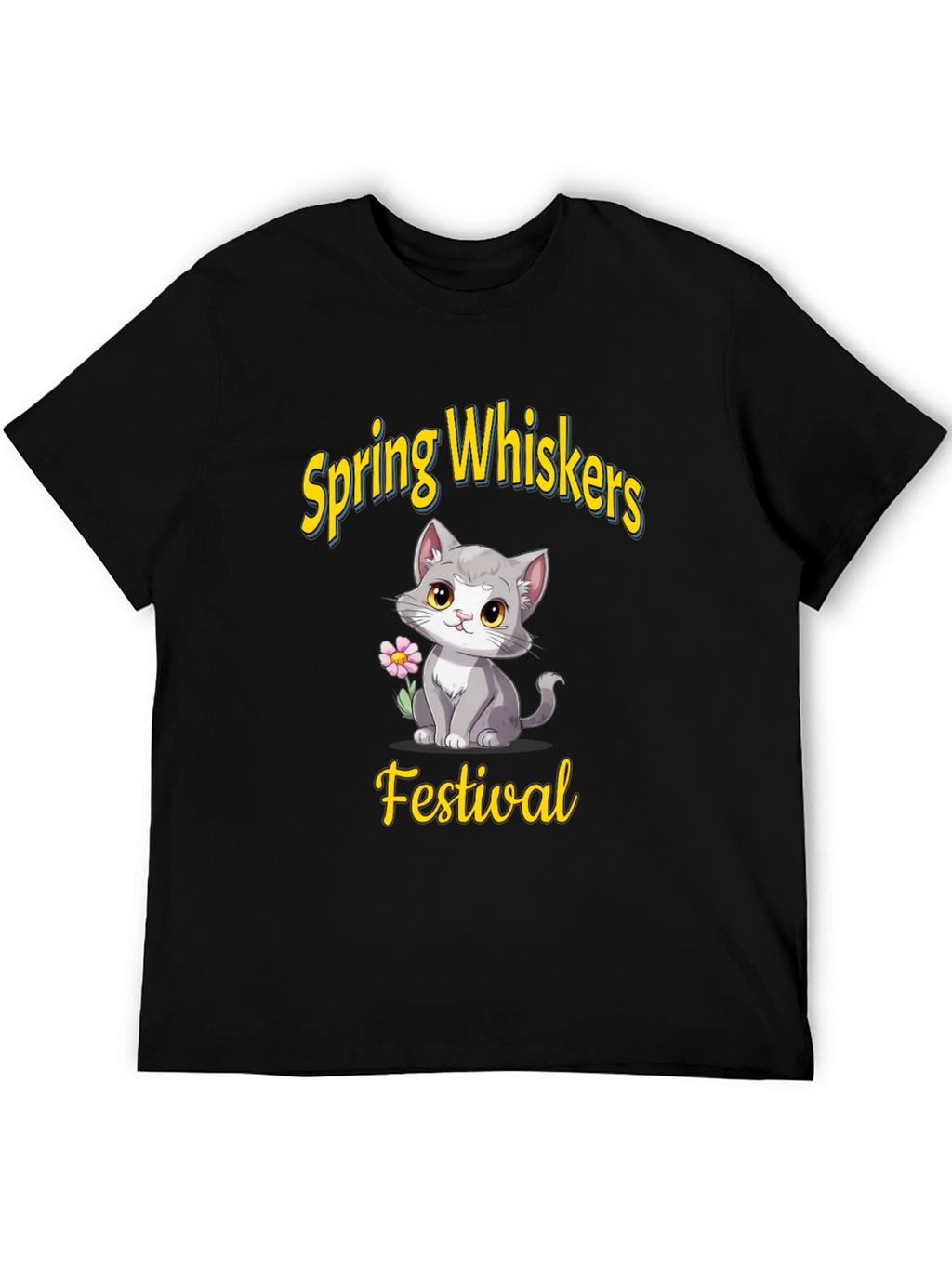 Spring Whiskers Festival Black T-Shirt