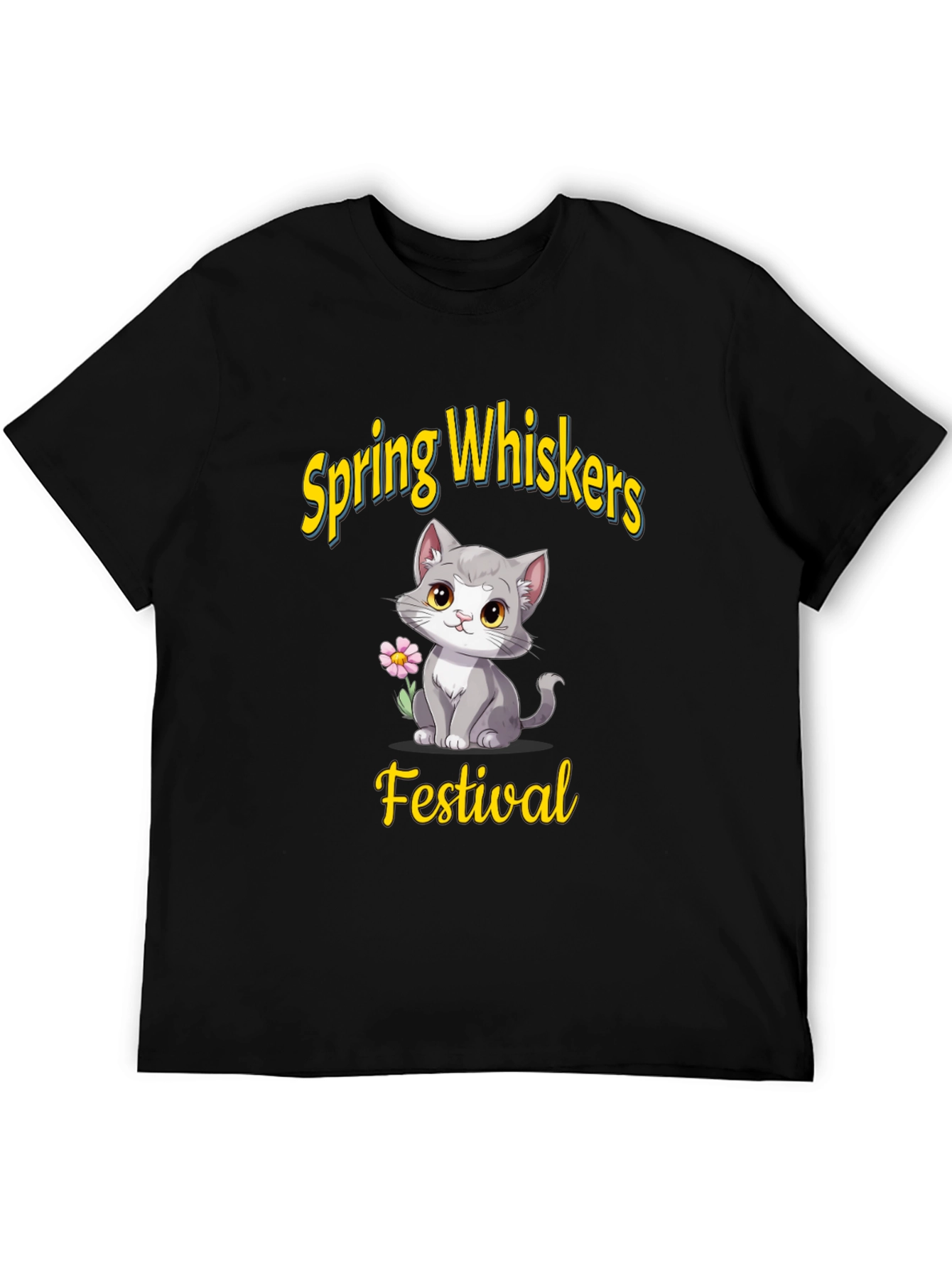 Spring Whiskers Festival Black T-Shirt