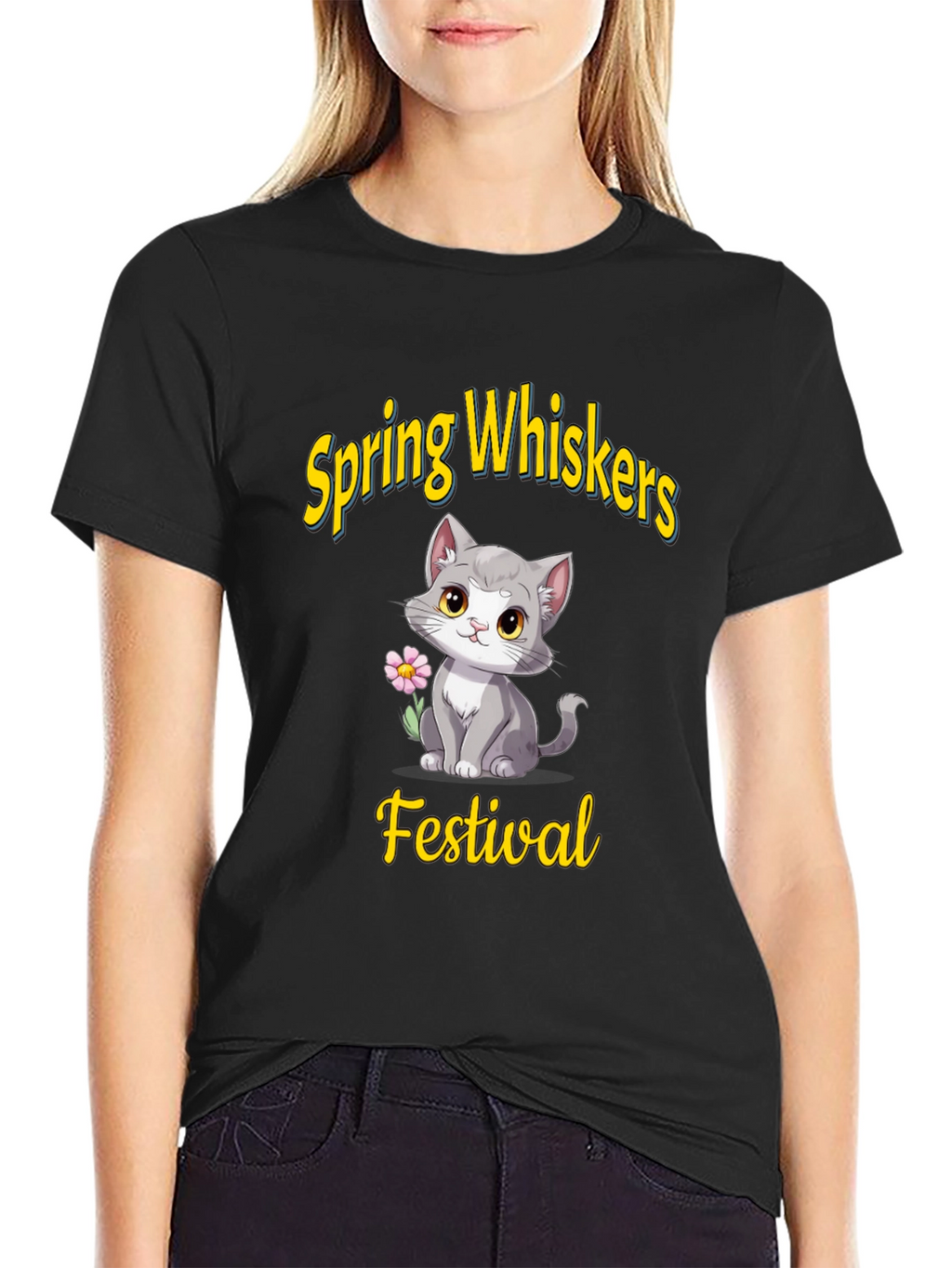 Spring Whiskers Festival Black T-Shirt