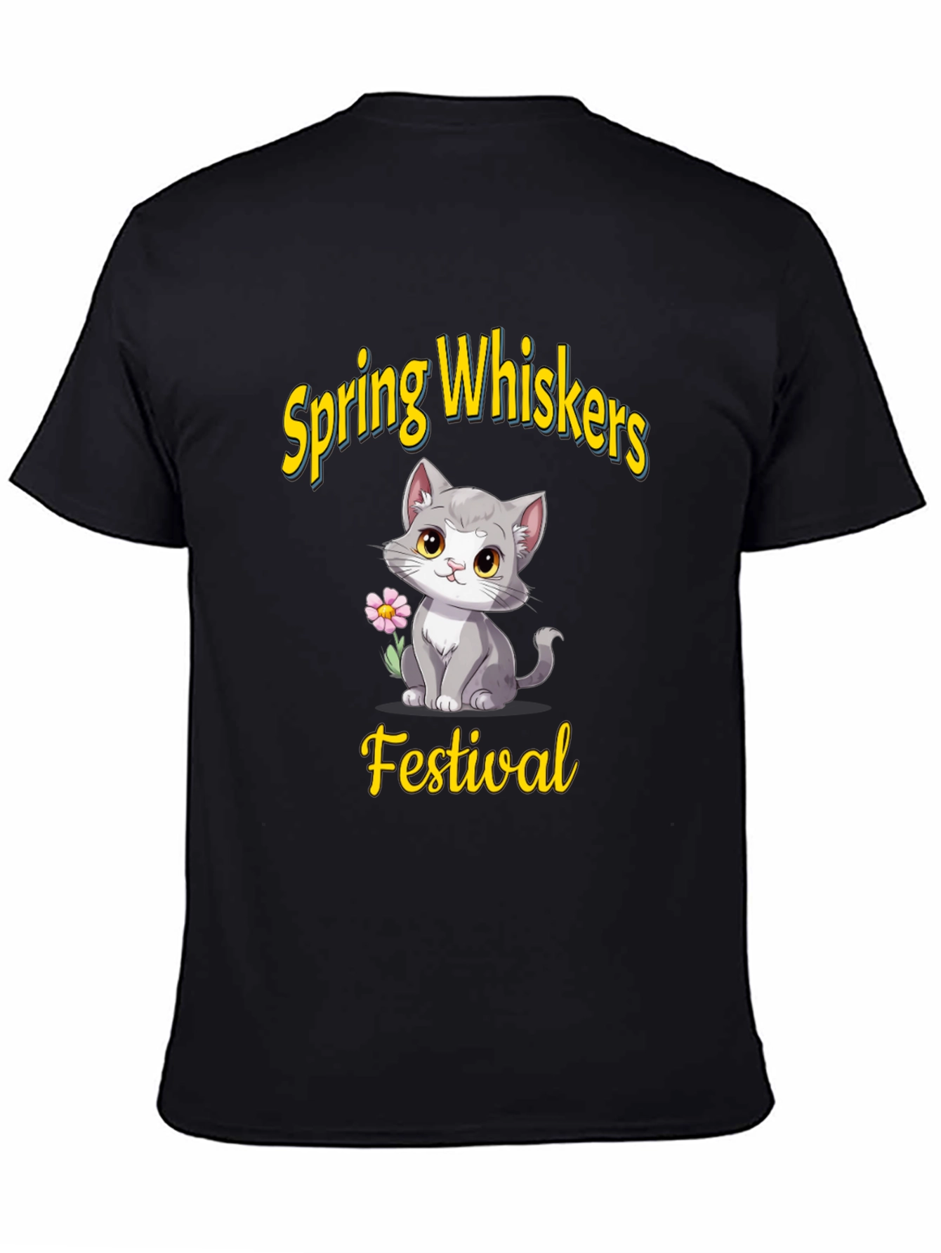 Spring Whiskers Festival Black T-Shirt