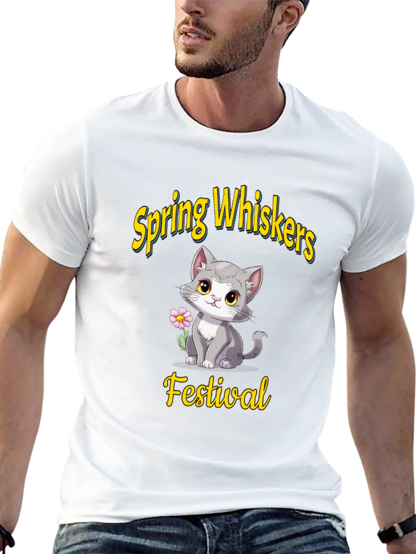 Spring Whiskers Festival Black T-Shirt
