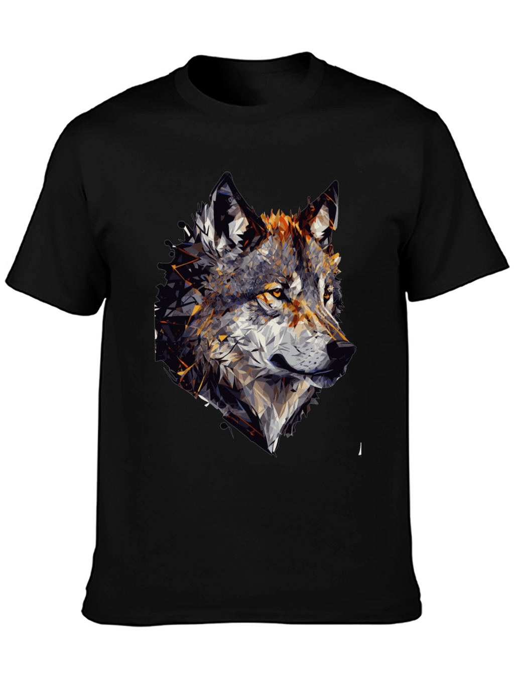 Geometric Wolf Graphic Black Tee Shirt for Men