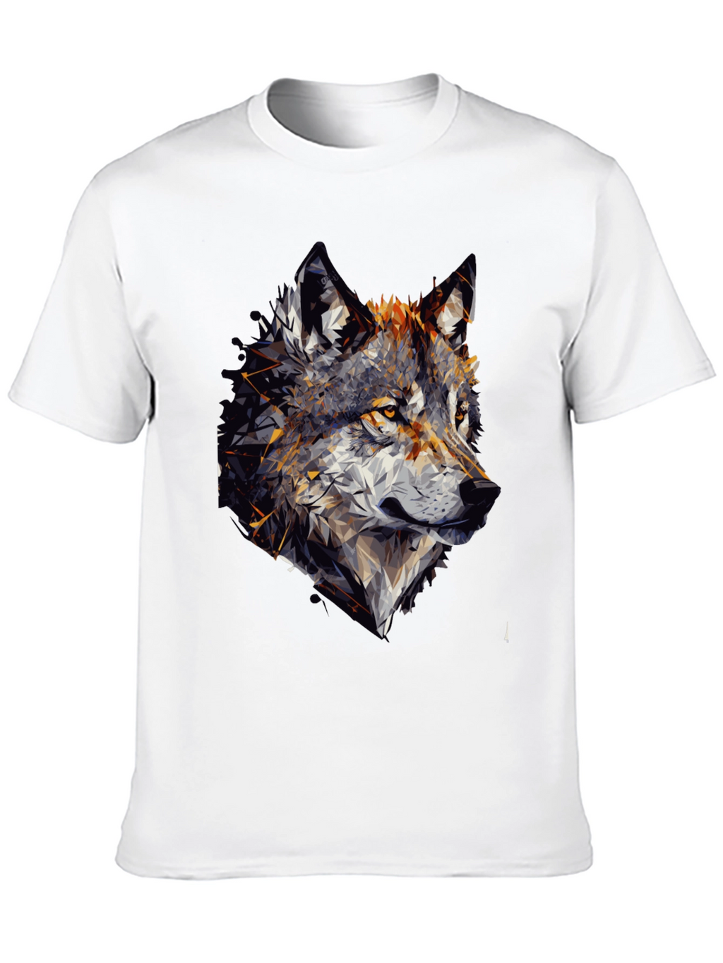 Geometric Wolf Graphic Black Tee Shirt for Men