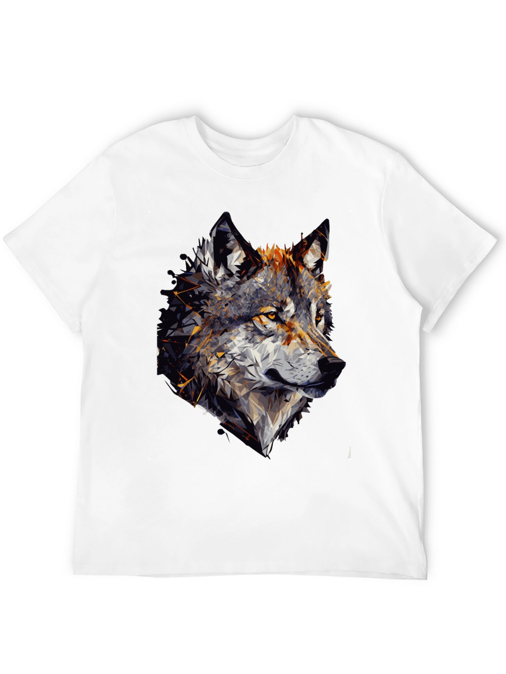 Geometric Wolf Graphic Black Tee Shirt for Men