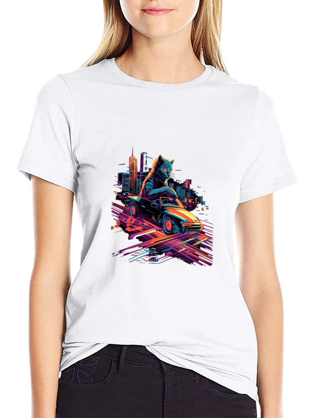 Cool Cat Car T-Shirt - Retro Style