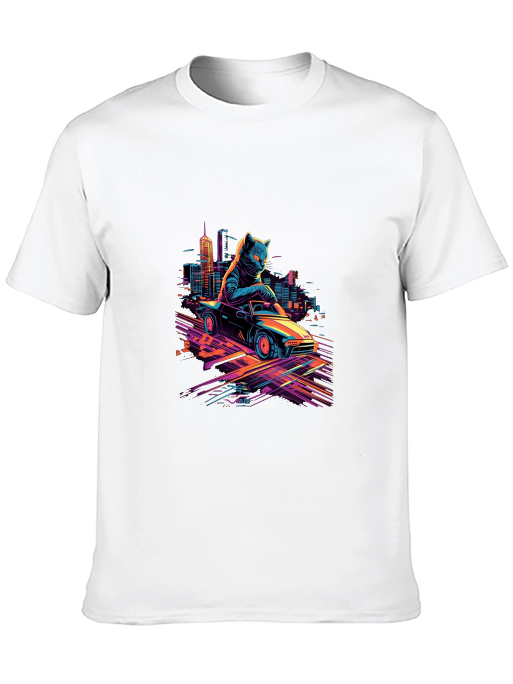 Cool Cat Car T-Shirt - Retro Style