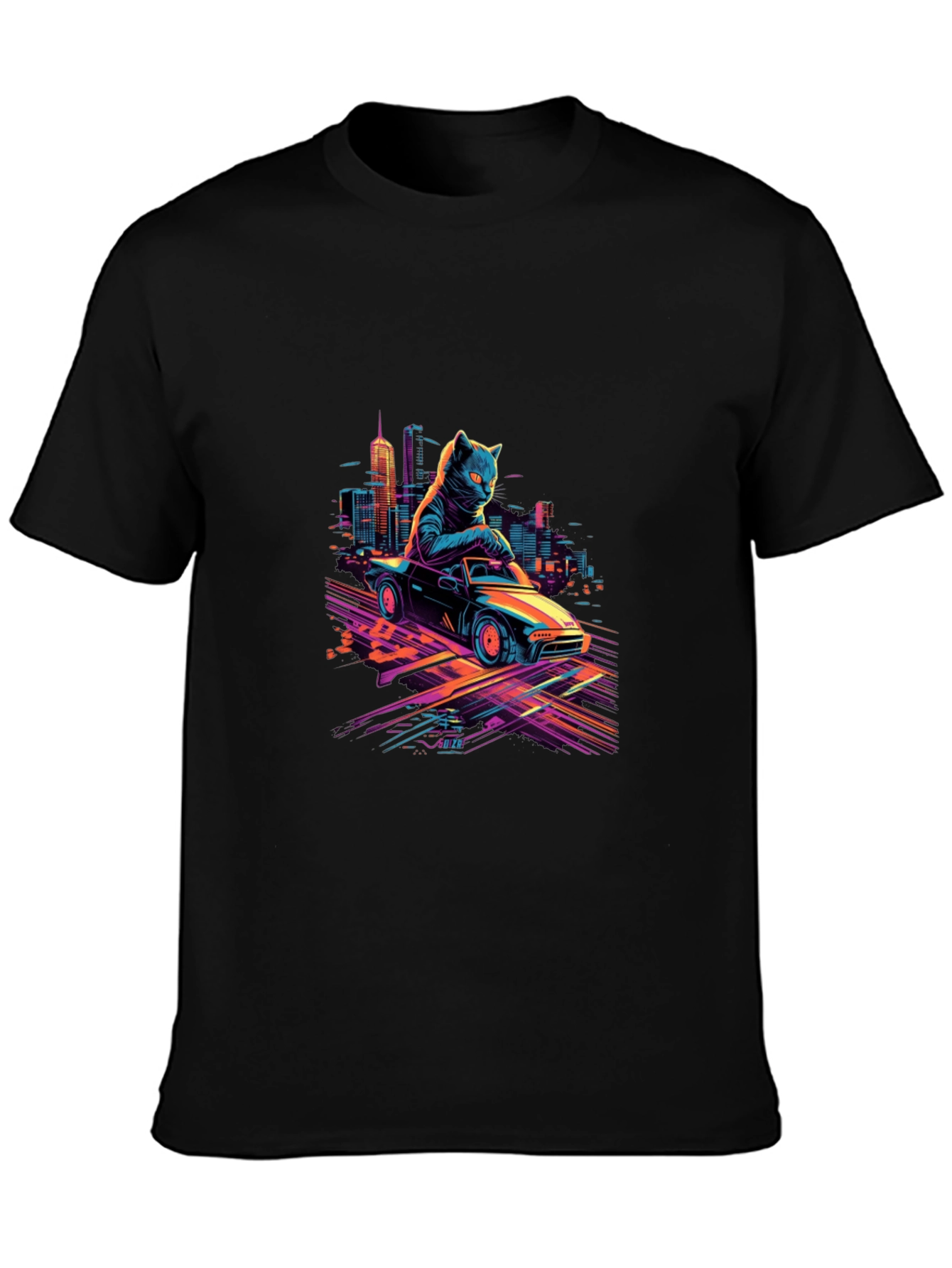 Cool Cat Car T-Shirt - Retro Style