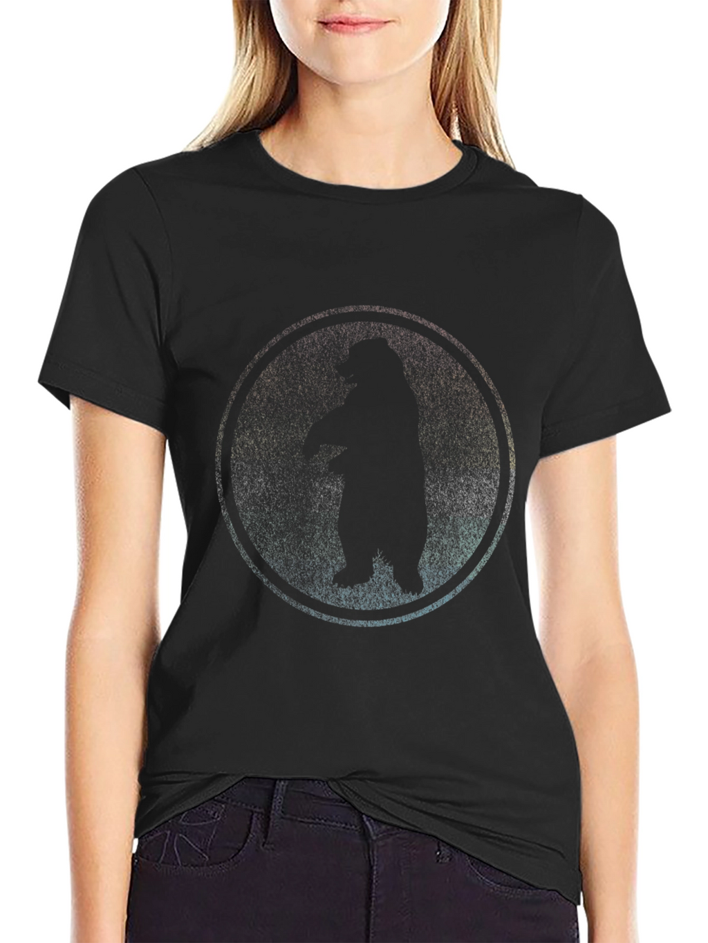 Cool Bear Silhouette Graphic Black T-Shirt
