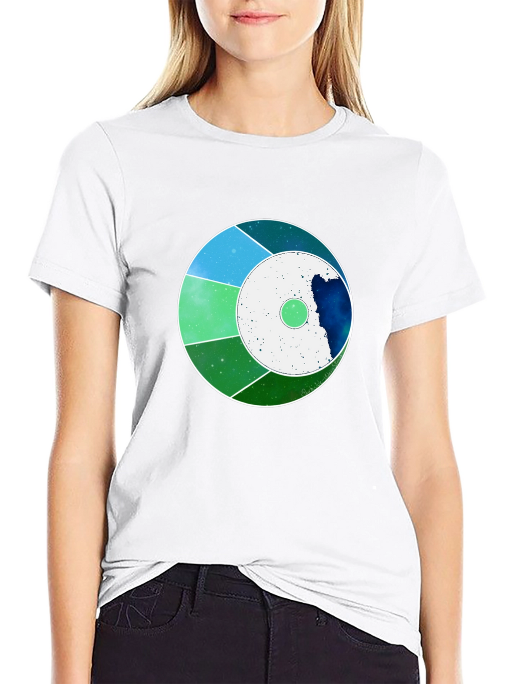 Cosmic Circle Graphic Tee - Modern Galaxy Design