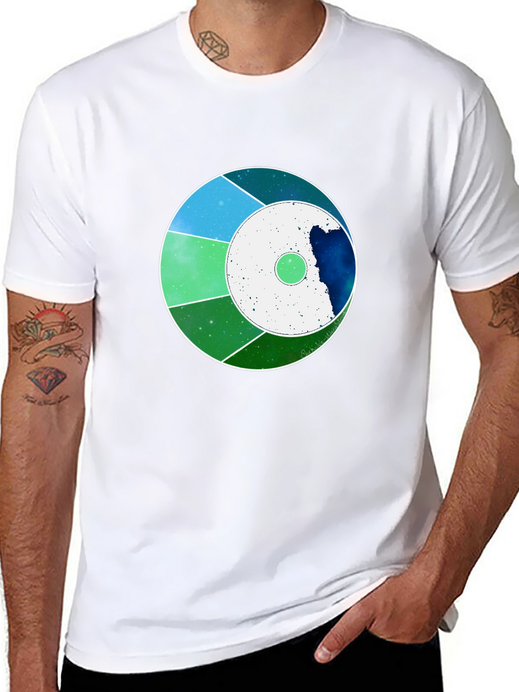 Cosmic Circle Graphic Tee - Modern Galaxy Design