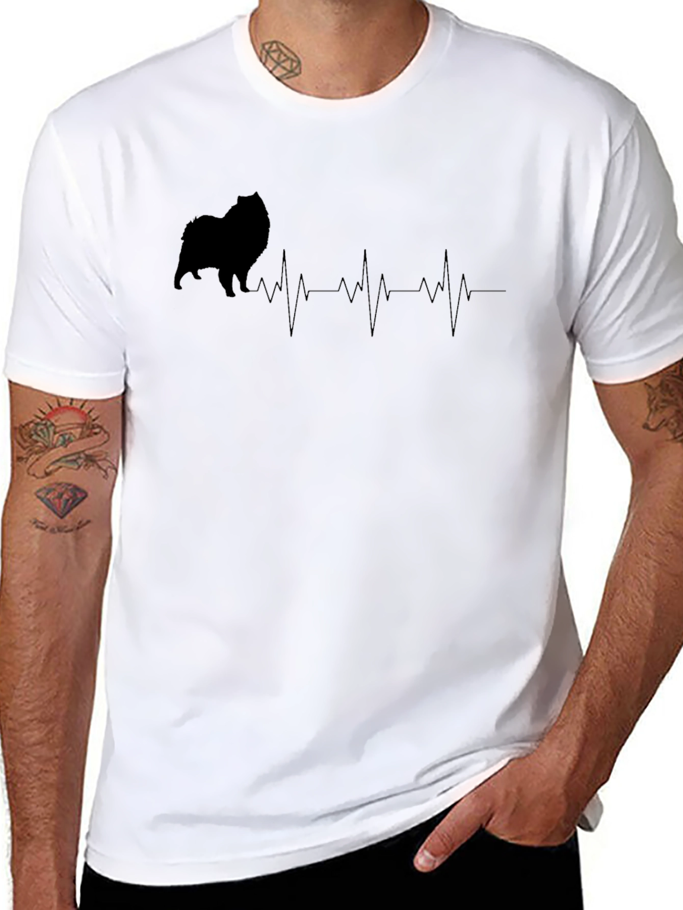 Dog Heartbeat T-Shirt - Mens Black Tee