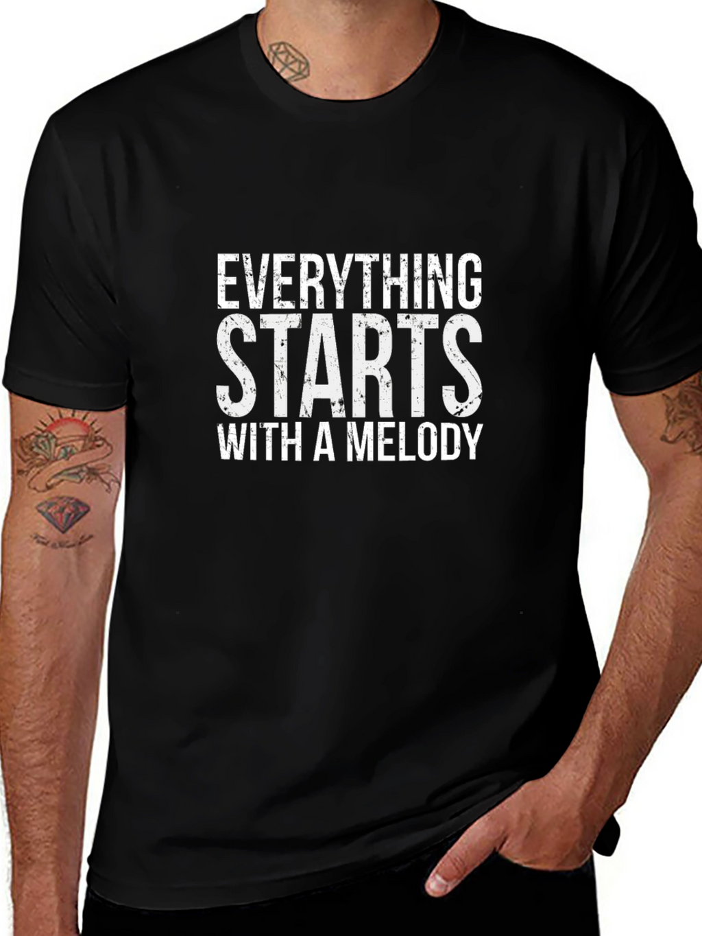 Everything Starts With A Melody Black Graphic Tee