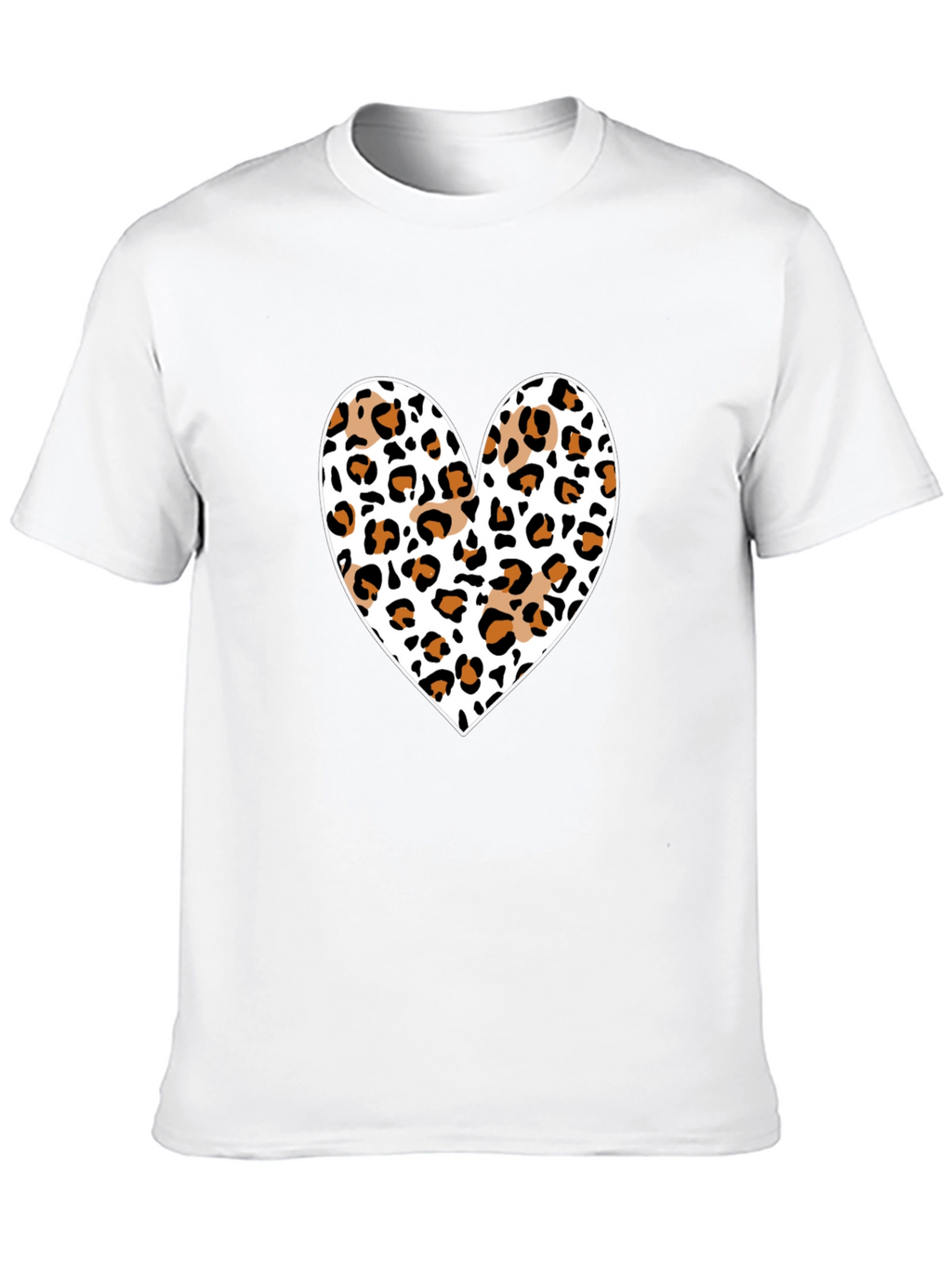 Leopard Print Heart Black Tee