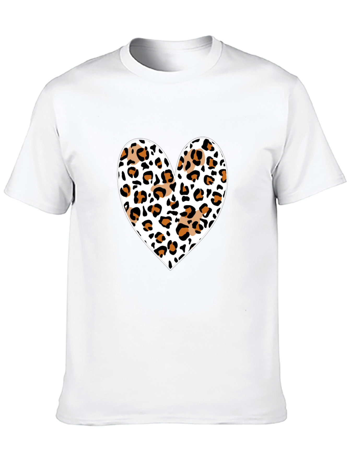 Leopard Print Heart Black Tee